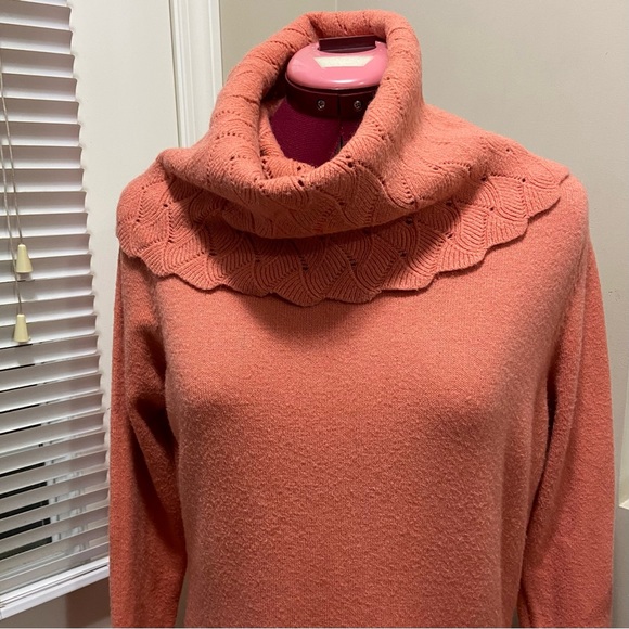 Elena Wang women orange wool blend long sleeve cowl neck sweater. Size S. Used. - Picture 2 of 11